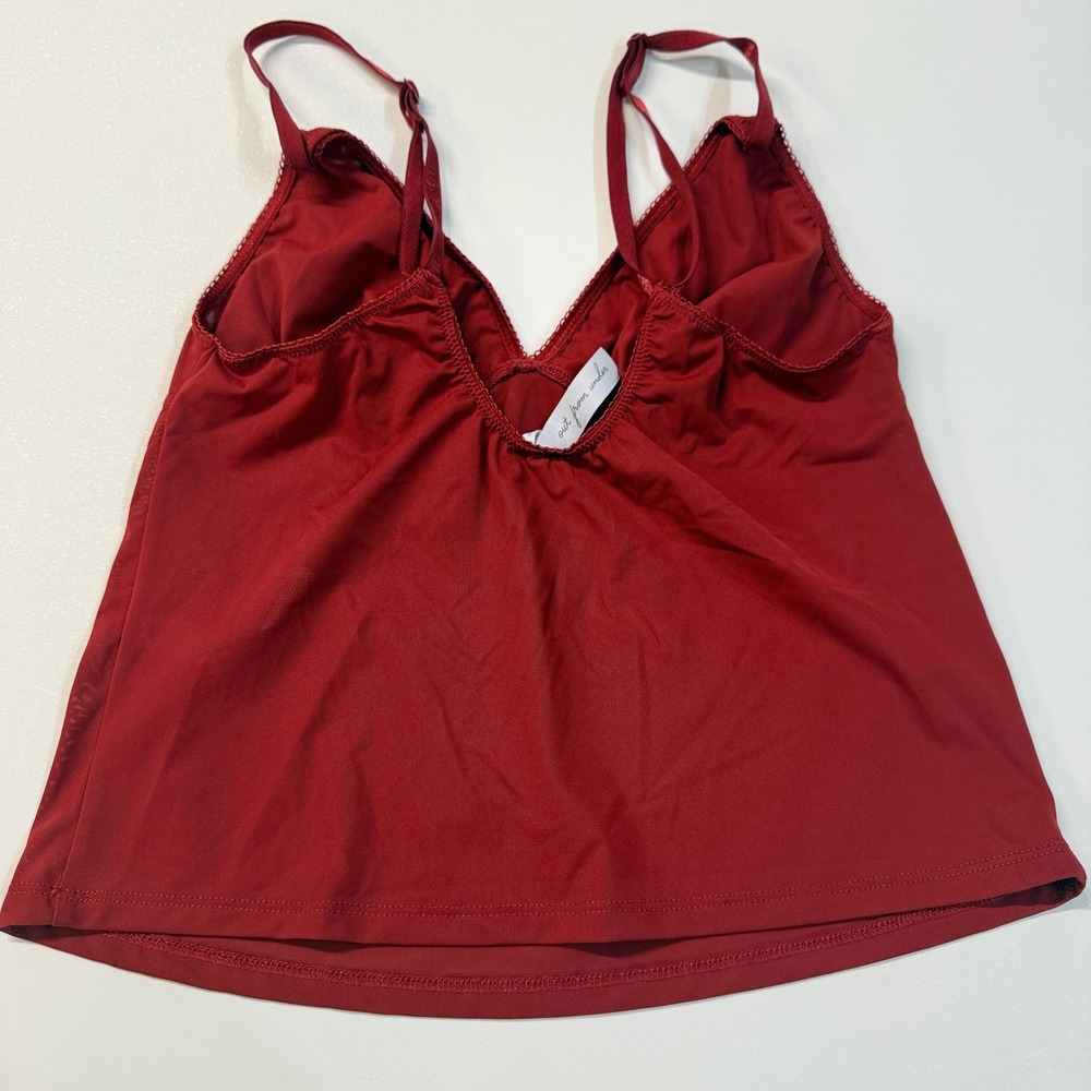 Out From Under Red Satin Lace Trim Camisole Tank Top Women's Medium